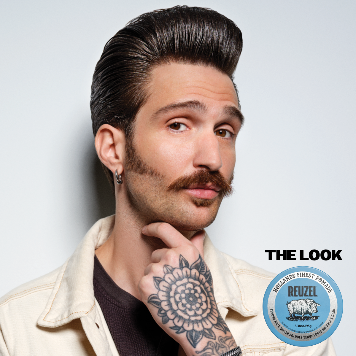 Reuzel UK blue pomade bundle featuring three containers of classic hair styling pomade for men.