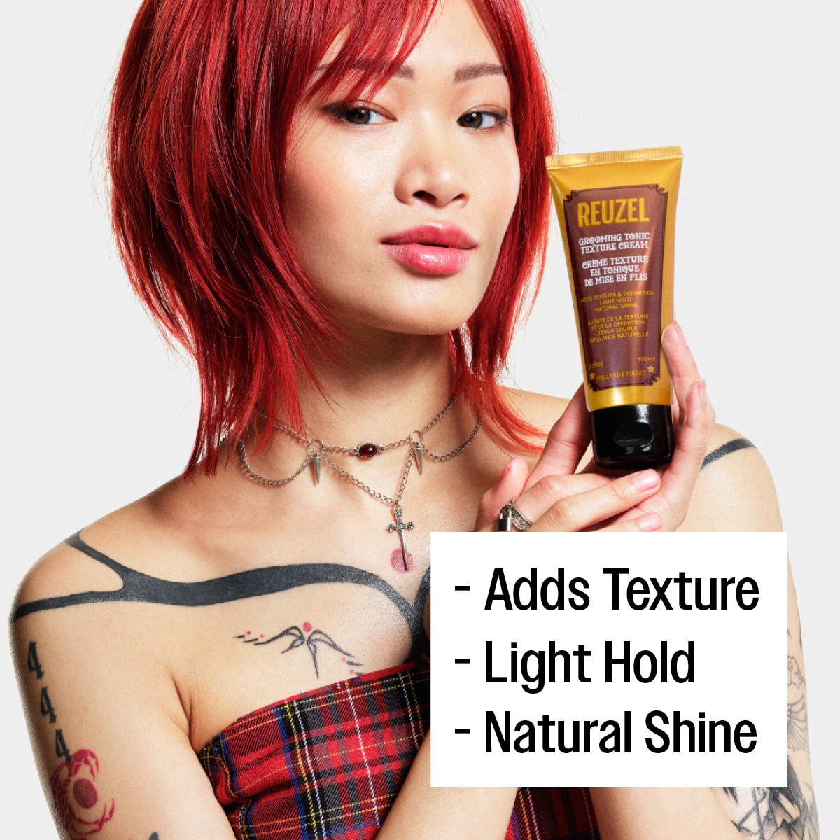 UK REUZEL Grooming Tonic Texture Cream jar showing thick cream texture in a sleek container.