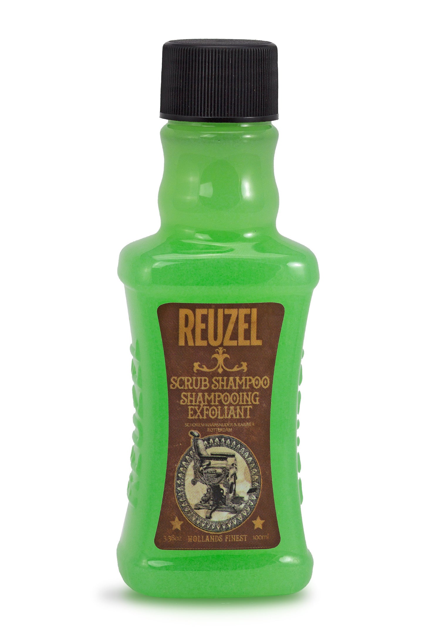 Reuzel Scrub Shampoo in 3.83oz bottle, natural hair and scalp cleansing product from REUZEL UK.
