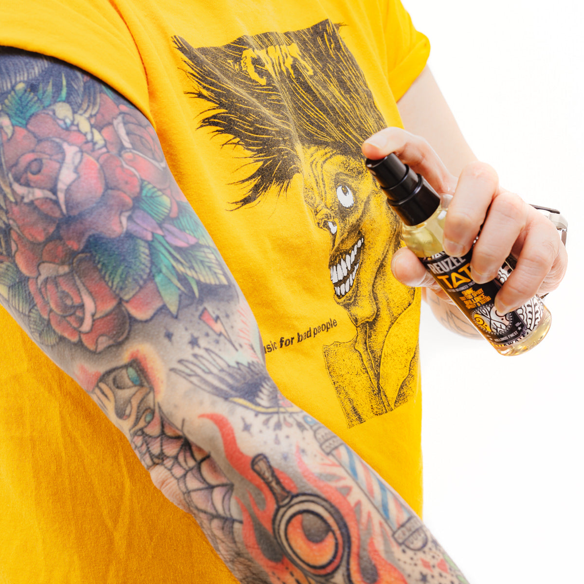Reuzel UK tattoo aftercare products bundle with skincare bottles and creams for tattoo healing and maintenance.