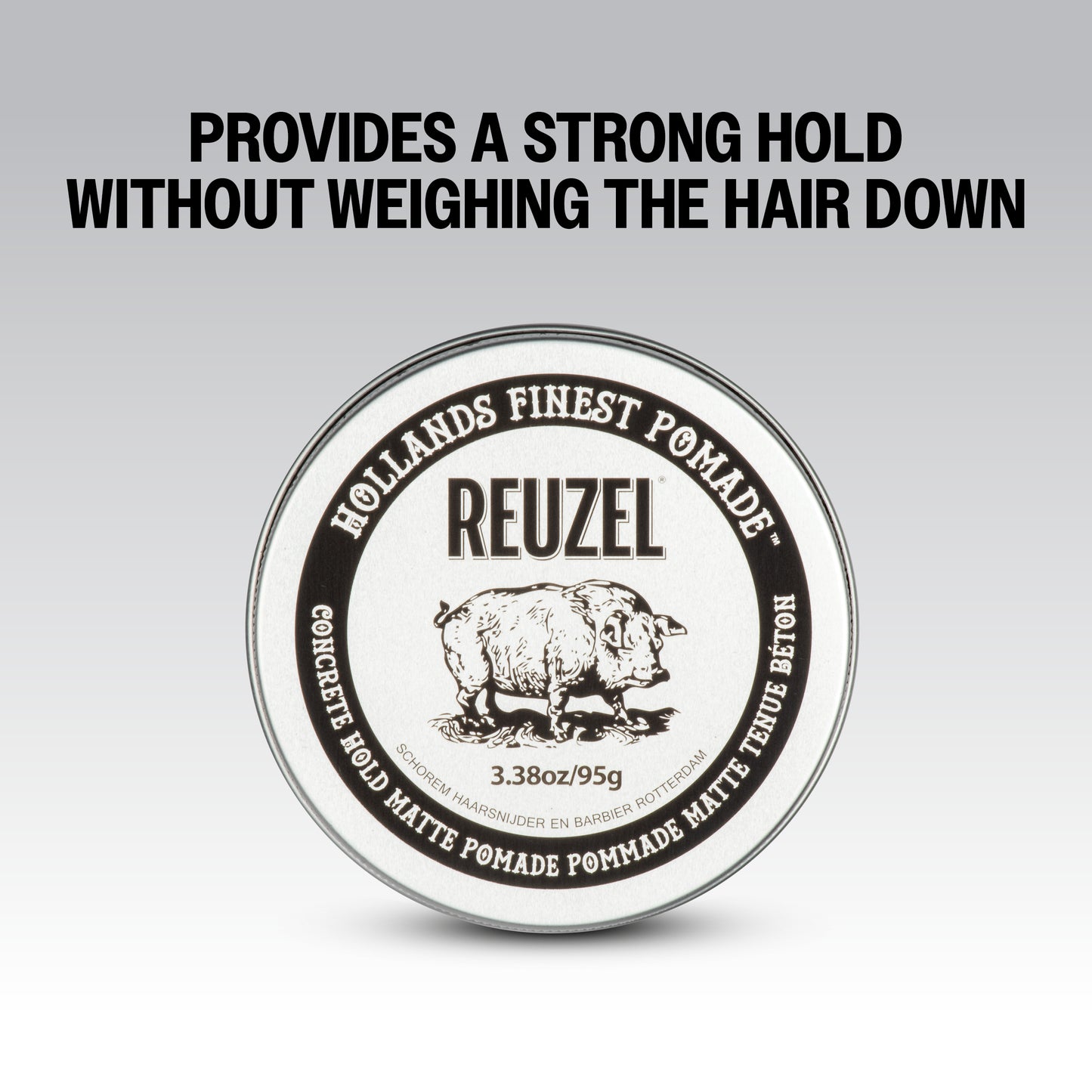 UK REUZEL Concrete Hold Matte Pomade in a jar, showcasing the product's creamy texture and matte finish for strong hold and style.