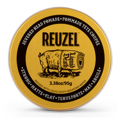 Reuzel Severd Head Pomade with gold lid and black label on a white background