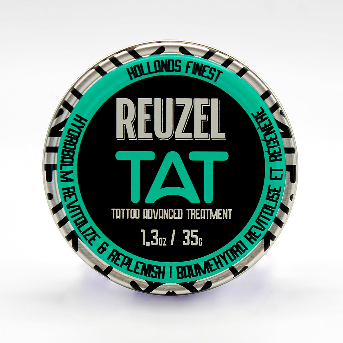 REUZEL UK TAT HYDRABALM tattoo aftercare balm in a white jar, designed for soothing and moisturizing fresh tattoos.