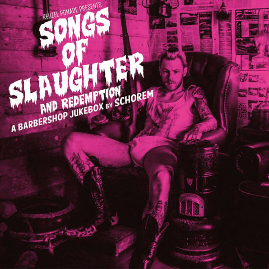 Schorem's Songs of Slaughter and Redemption band merch T-shirt featuring bold artwork on the front.